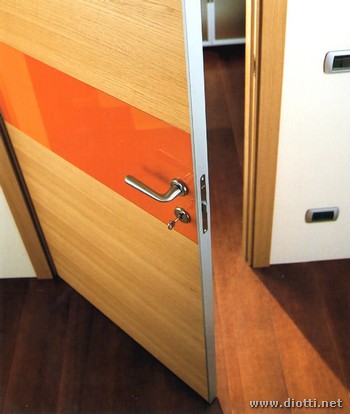 Clever hinged door light oak orange glass